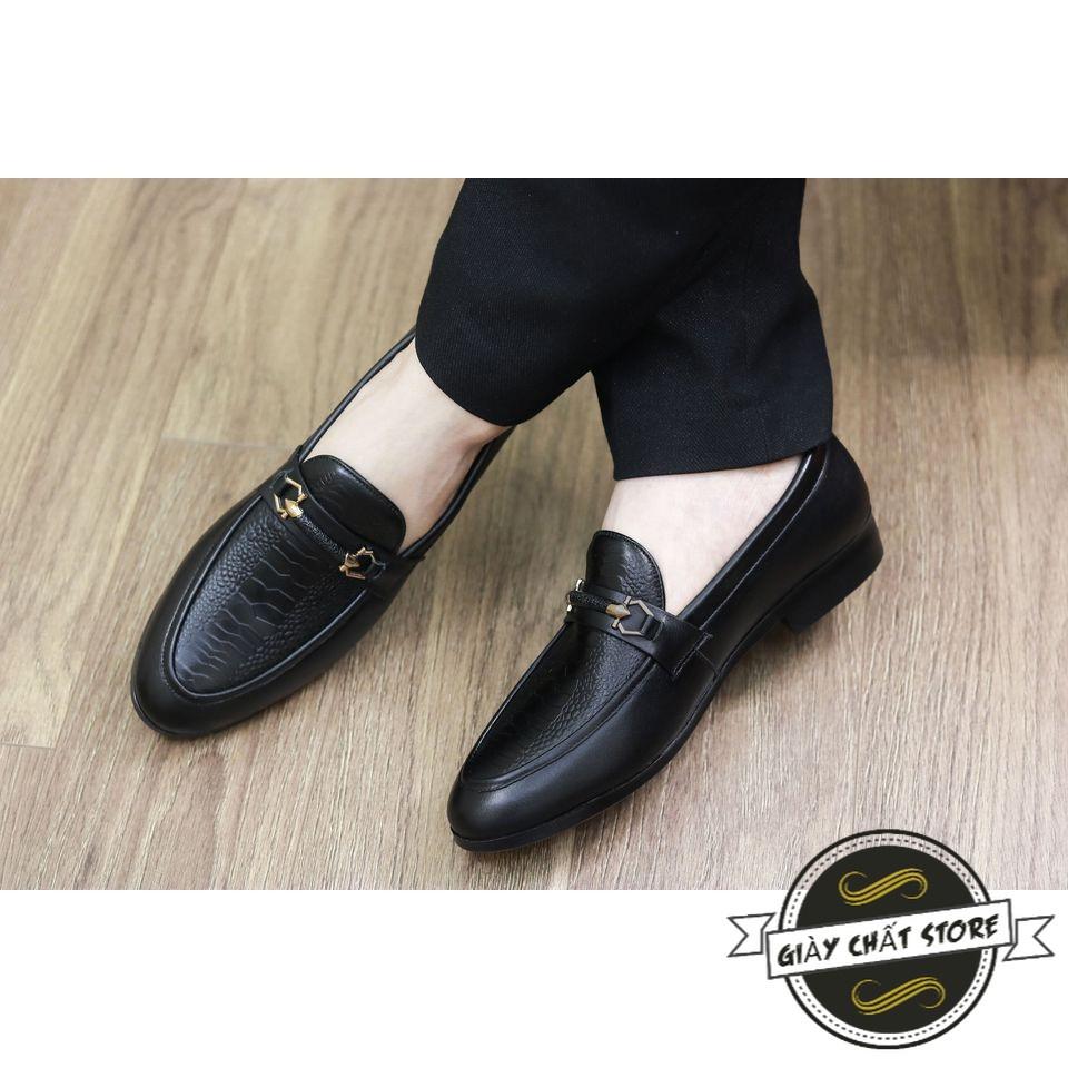 Giày lười da nam đế cao su , khâu chỉ gai chắc chắn .