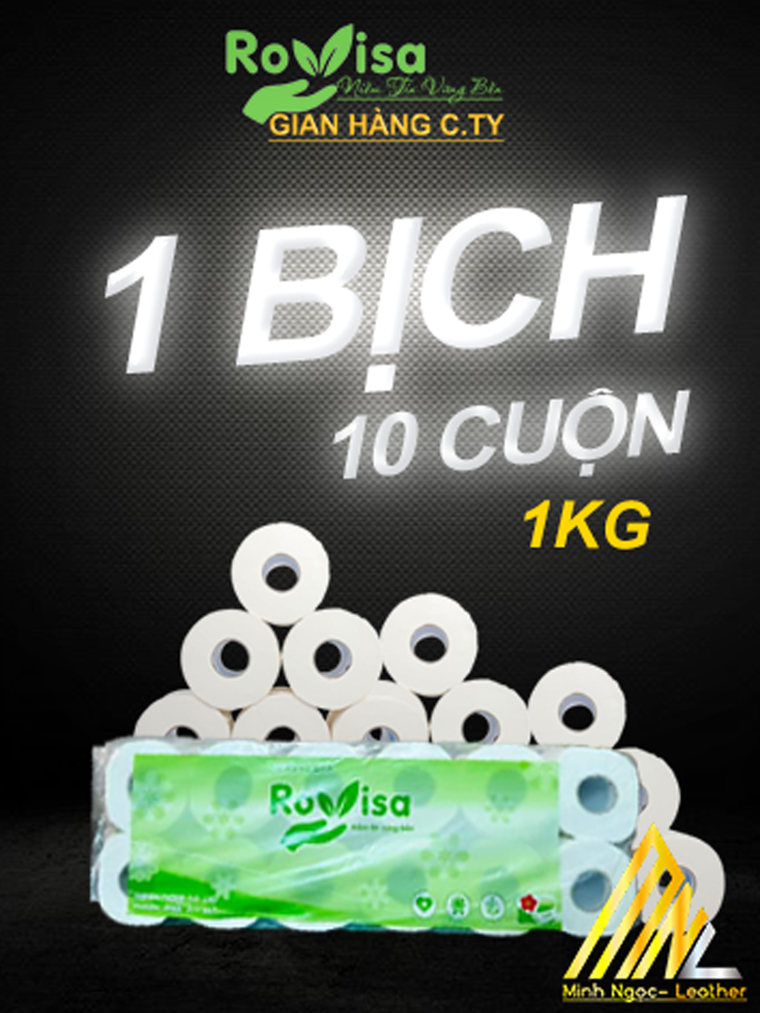 ComBo 2 bịch 20 cuộn 2KG giấy vệ sinh có lõi 4 lớp mềm mịn, siêu dai cao cấp ROVISA