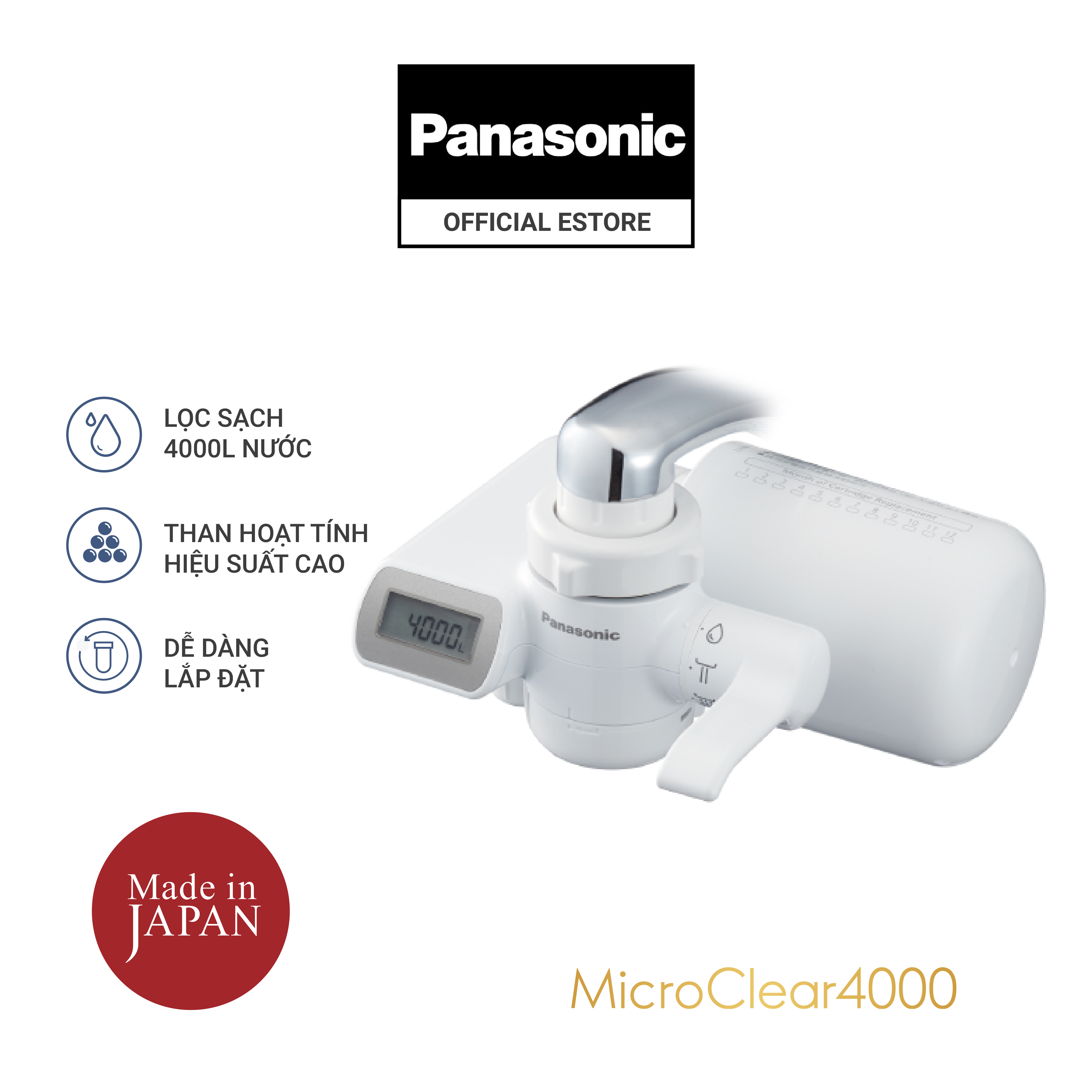 Máy lọc nước tại vòi Panasonic MicroClear TK-CJ600-ZVN - 4000L nước sạch – Made in Japan - Hàng chính hãng