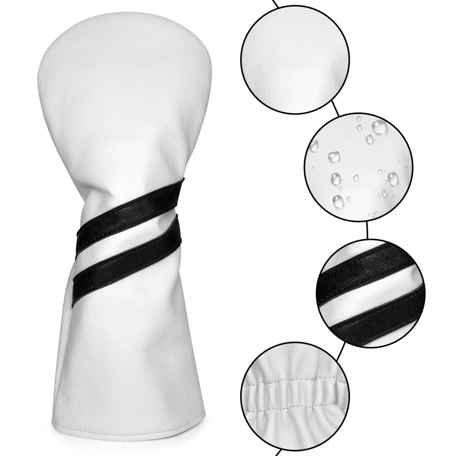 3x Golf Wood Head Cover Golf Club Headcover Men Women with Interchangeable No. Tag PU Leather Waterproof Golf Protector Guard
