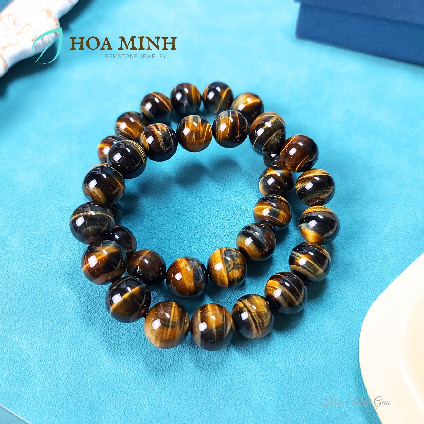 Vòng tay chuỗi đá Mắt Hổ Chim Ưng size hạt 12 li loại 5A bóng đẹp không kén mệnh