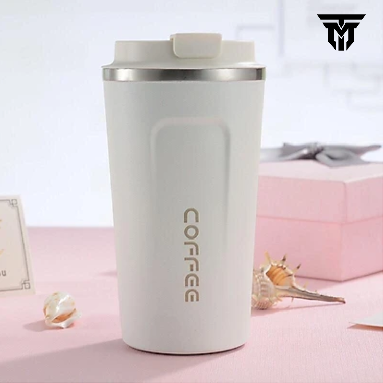 Cốc Giữ Nhiệt Coffeeholic Teement Inox 304 Dung Tích 510Ml Cao Cấp Kiểu Dáng Hàn Quốc Cầm Tay Sang Trọng - Hàng Chính Hãng - Màu Trắng