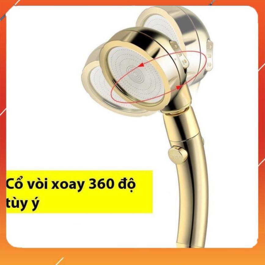️ Vòi Sen Tăng áp Có Nút Khóa Nước 3 chế độ Phun, Xoay 360 độ Hàng Xịn - Vàng Gold 206783