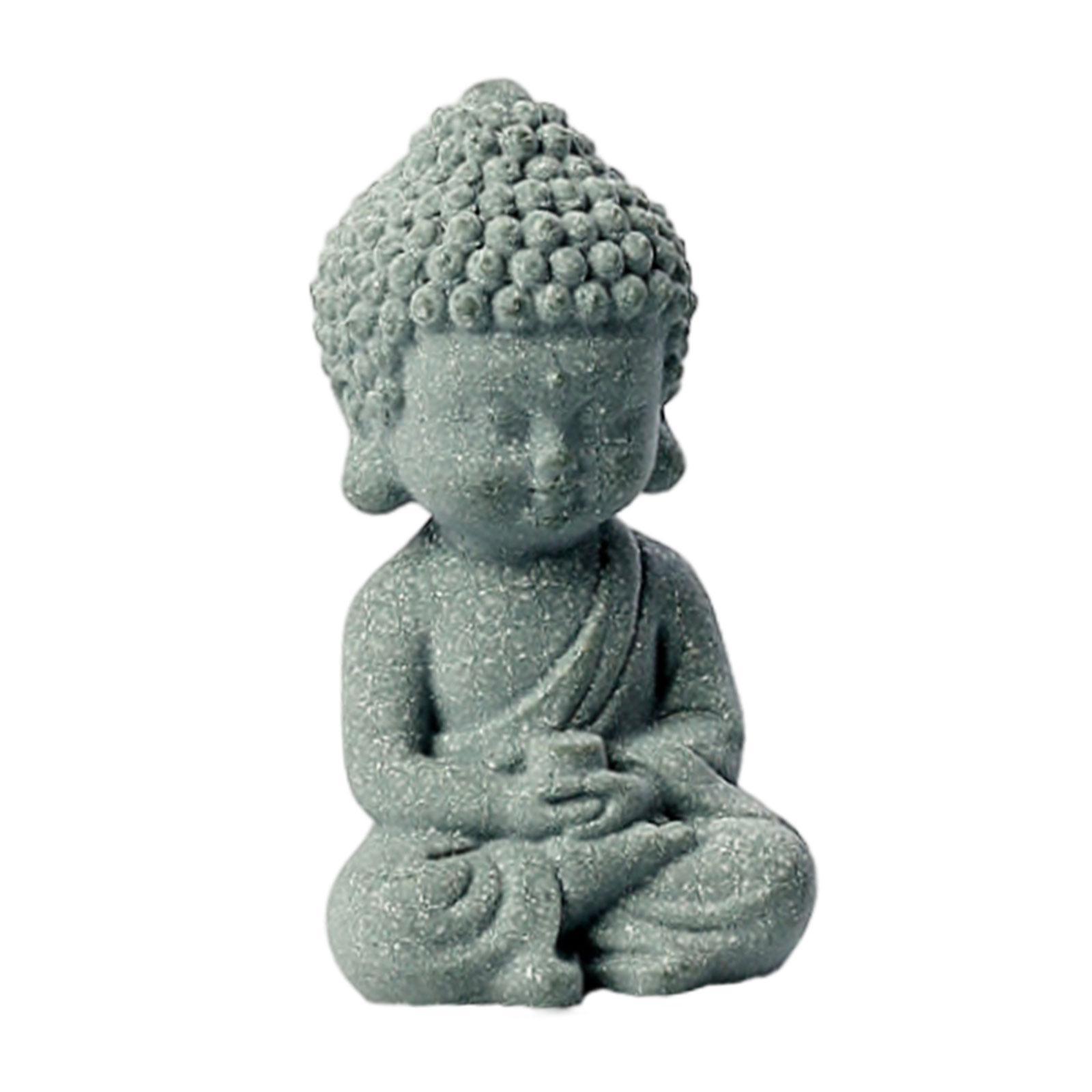 Resin Buddha Statue Tea Pet Ornament Miniature Ornament Buddha Sculpture Sitting Buddha Statue for Living Room Car Dashboard Decoration