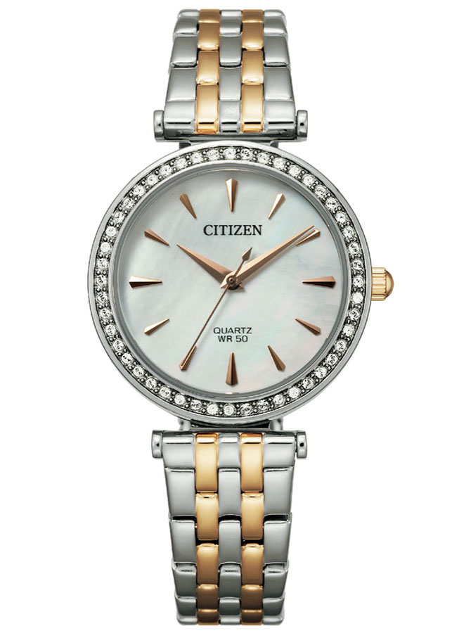 Đồng Hồ Nữ Citizen Đính Đá Swarovski Dây Thép Không Gỉ ER0216-59D - Mặt Xà Cừ