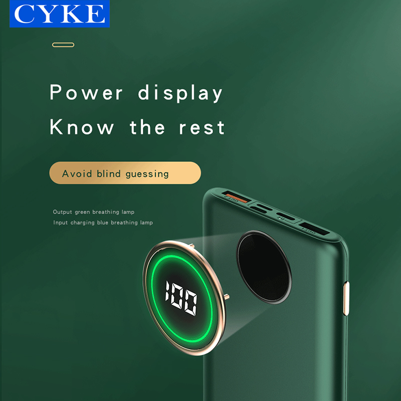 Pin sạc dự phòng CYKE 20000mAh 2.1A sạc nhanh điện thoại 2 cổng đầu ra USB và 3 cổng đầu vào (lightning/Type c/Micro usb) - Hàng Chính Hãng