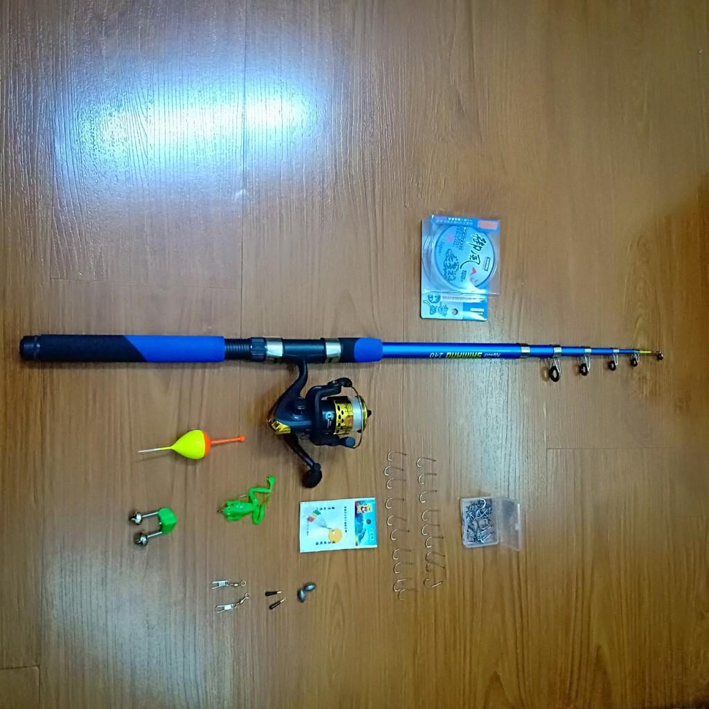 BỘ CẦN CÂU MÁY SHIMANO 2M1 KÈM MÁY VÀ 10 PHỤ KIỆN