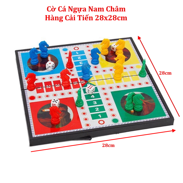 Cờ Cá Ngựa Nam Châm, Bộ Cờ Cá Ngựa Cao Cấp Kích Thước 28x28 và 38x38cm - Chính Hãng dododios