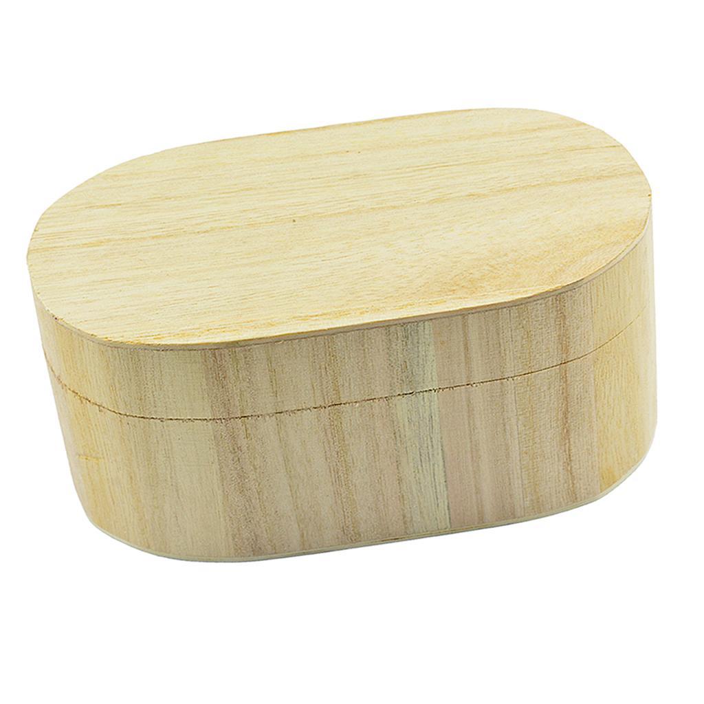 2x Oval Shape Unfinished Wood Wooden Box Jewelry Gift Box Case for DIY Craft