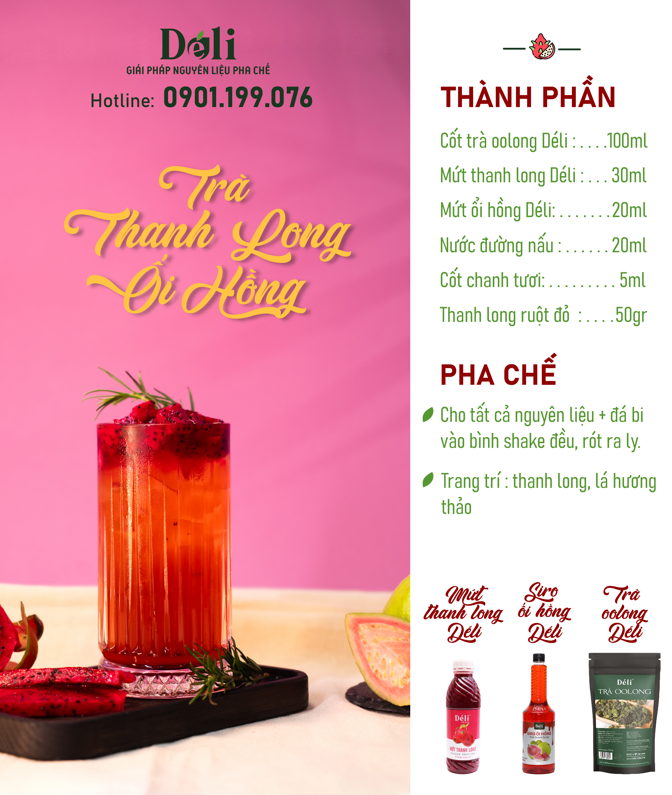Mứt Thanh Long Pha Chế Déli - Chai 1L