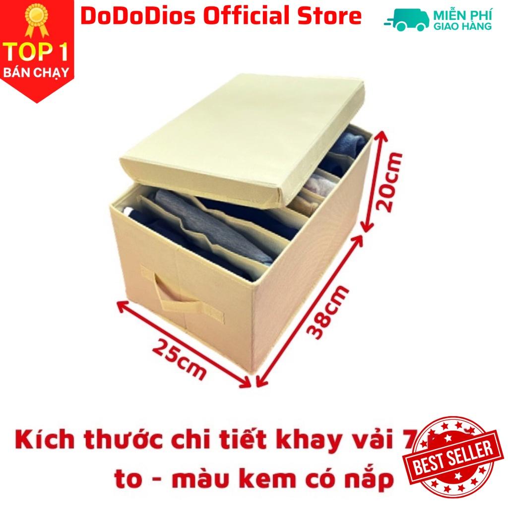 Hộp Vải Đựng Quần Áo Chia Ngăn Có Nắp - Chính hãng DoDoDios - Màu Kem - Hàng Chính hãng dododios