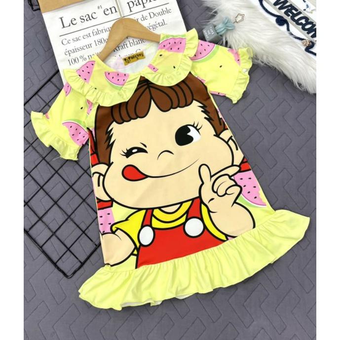 Đầm bé gái thun lạnh in 3D hình siêu dễ thương - Váy đầm bé gái