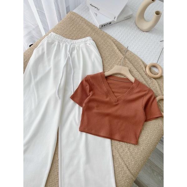 SET ÁO CROPTOP KÈM QUẦN ỐNG RỘNG
