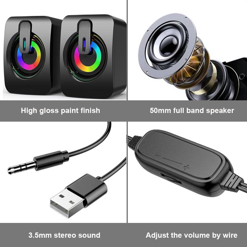 Loa máy tính hộp âm thanh Hộp âm thanh HIFI STEREO Micrô USB có dây Caixa de Som với đèn LED cho máy tính để bàn loa