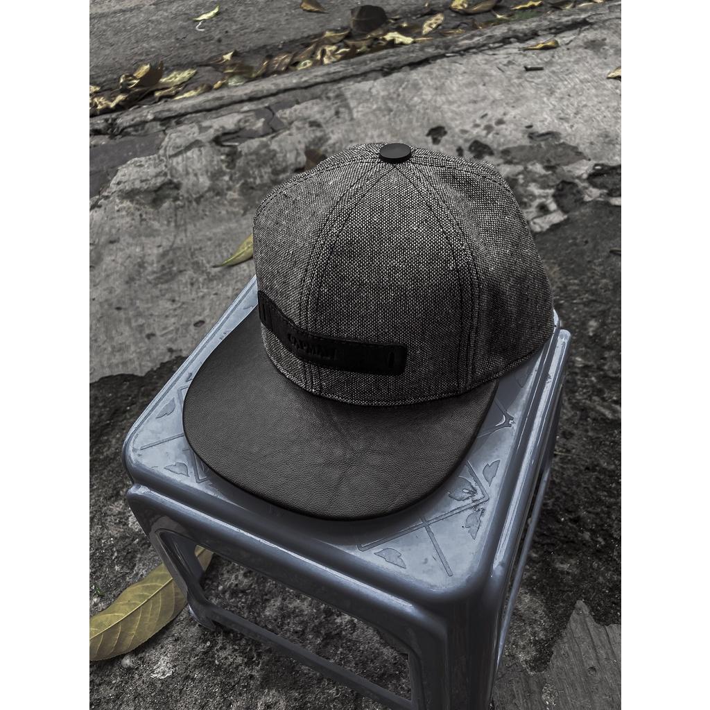 Mũ snapback hiphop CAPMAN màu xám nâu CM95 lưỡi da phong cách đường phố