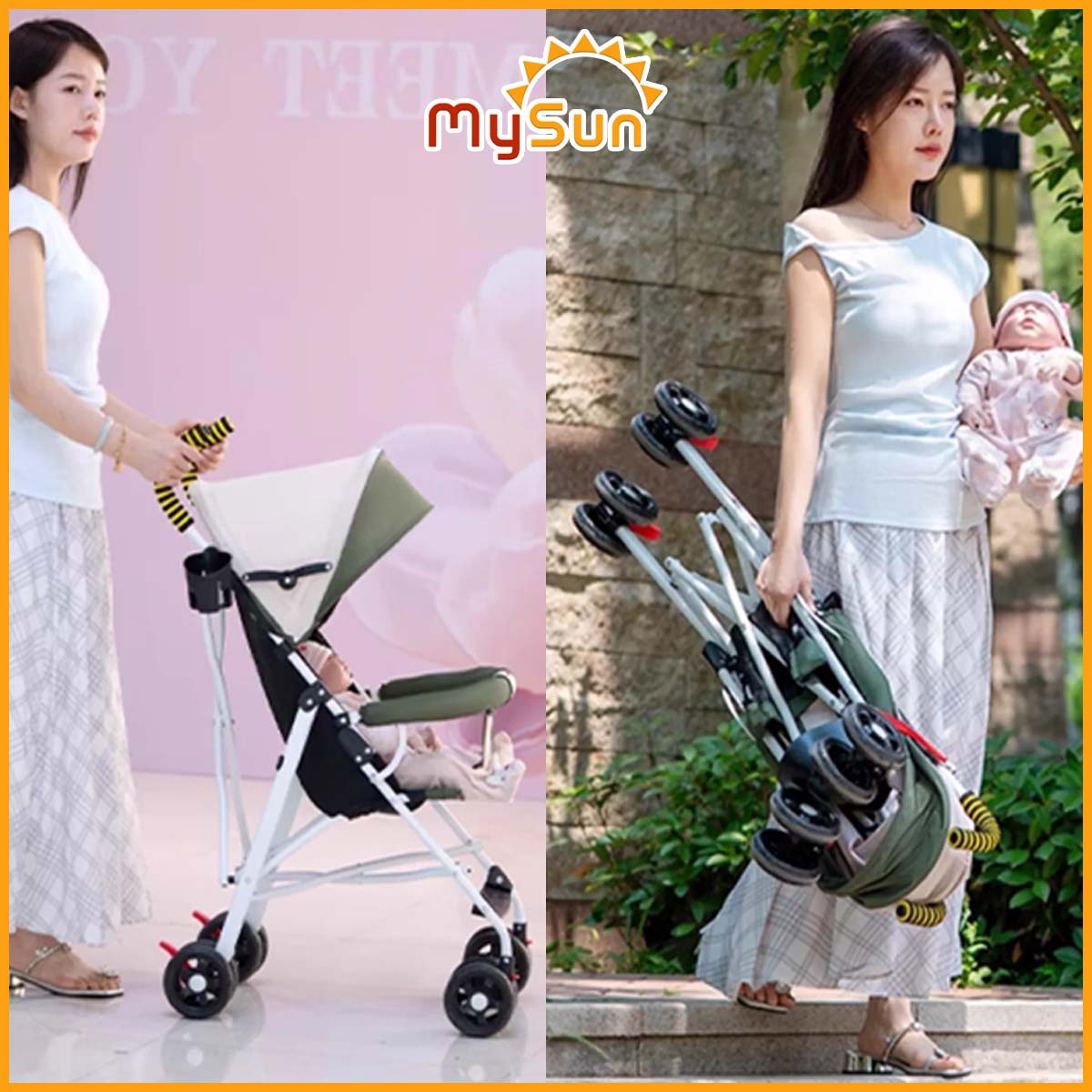 Xe đẩy ngồi du lịch cho em bé 6 tháng 1 2 3 4 tuổi gấp gọn Colorlife MySun