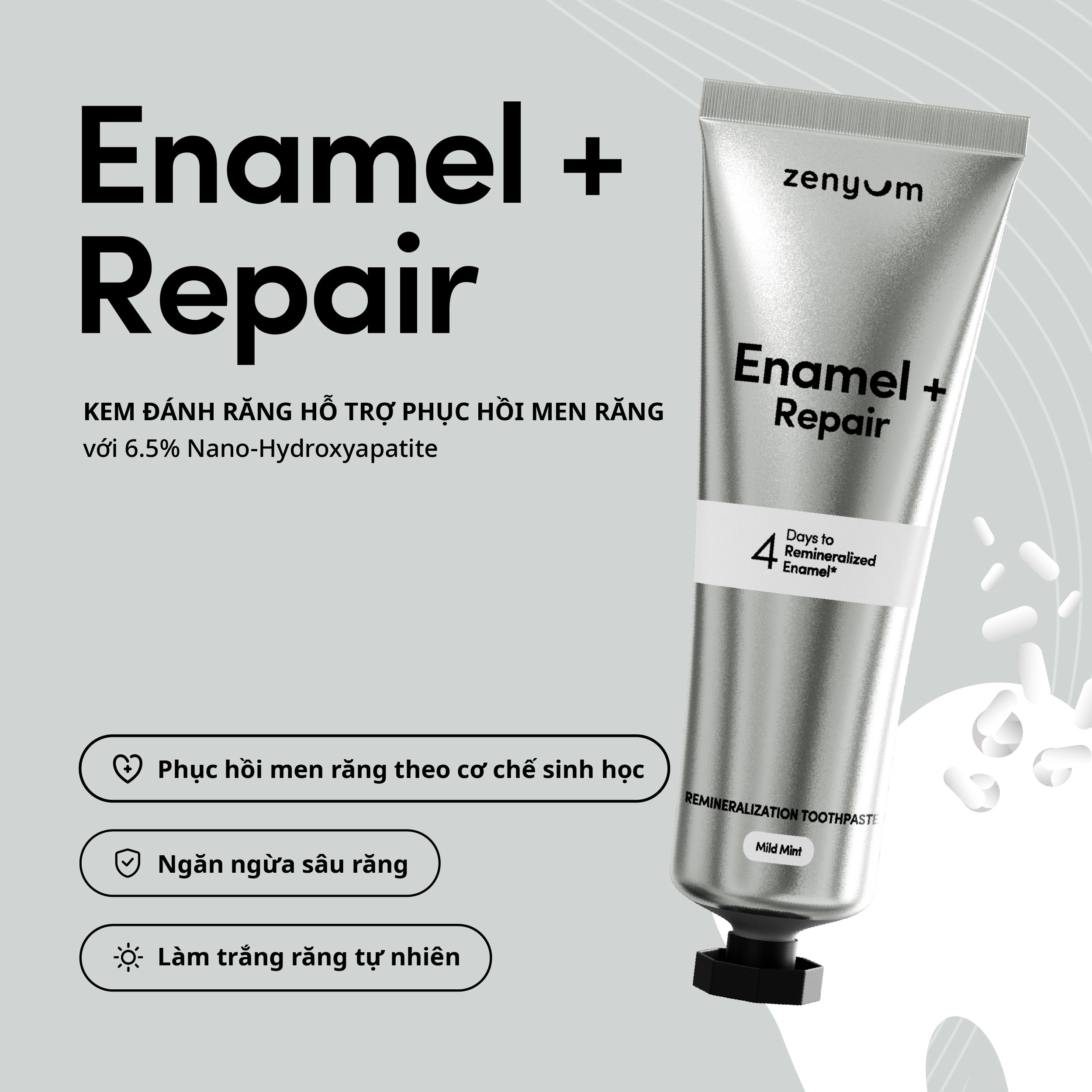 [MỚI] Kem Đánh Răng Phục Hồi Men Răng Zenyum Enamel + Repair 20g/100g