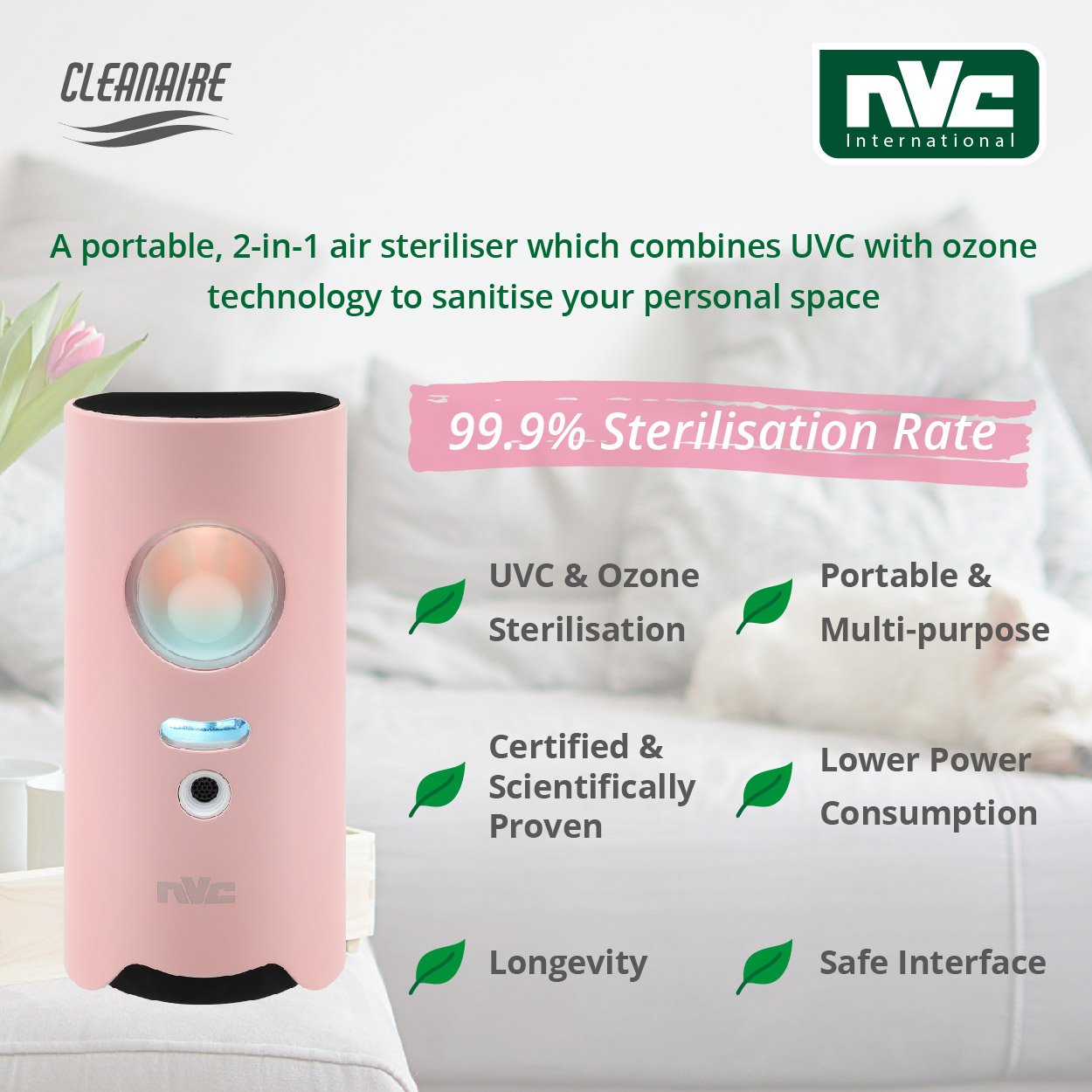 Máy Lọc Không khí - Diệt Vi Khuẩn- Đèn UV-Cleanaire- Hàng chính hãng