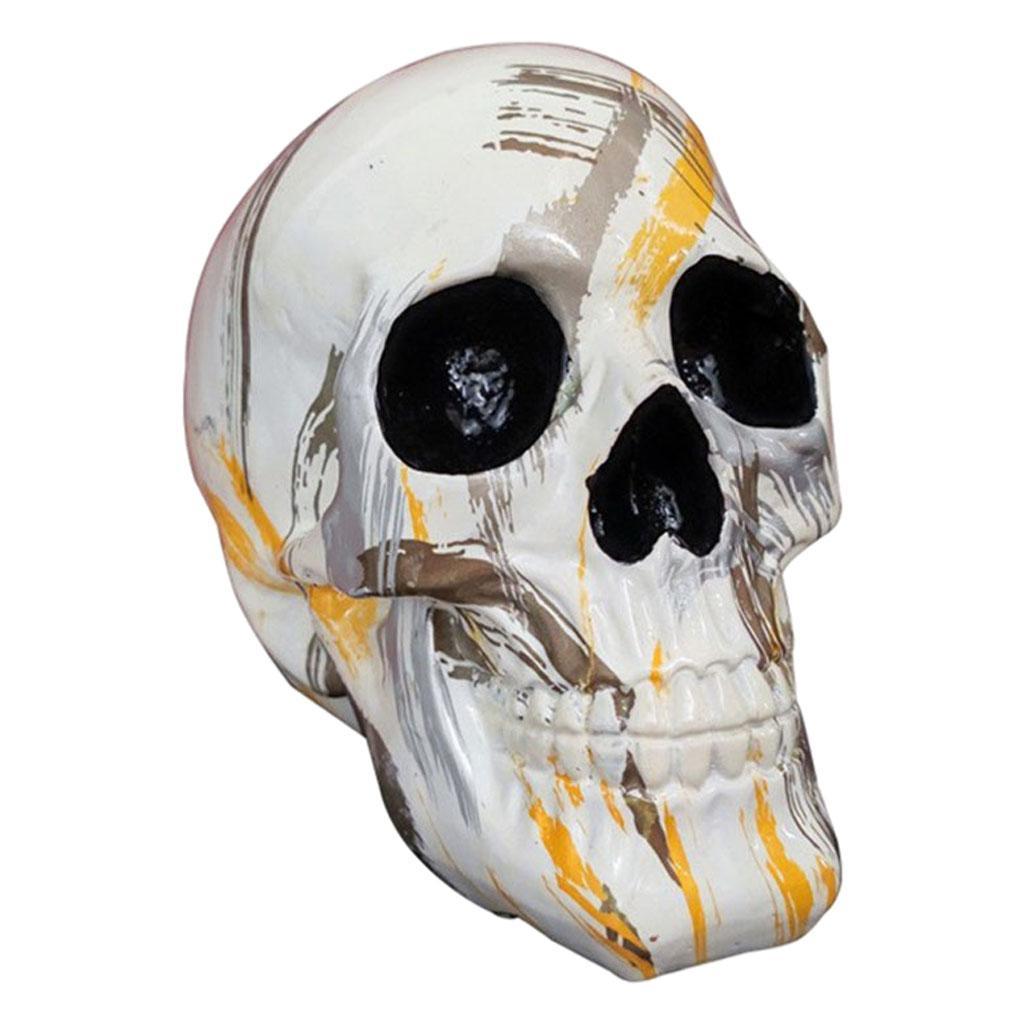Skull Head Skeleton Halloween Statue Figurine Ornament 14.5x12.5x17.5 White