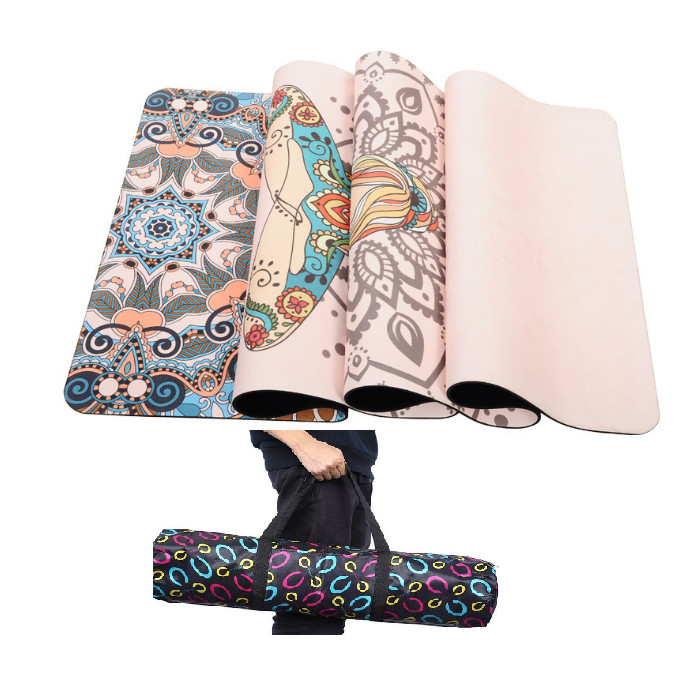 THẢM TẬP YOGA CAO SU THIÊN NHIÊN PU IN HOA VĂN CAO CẤP - Mẫu Cô Gái hoa