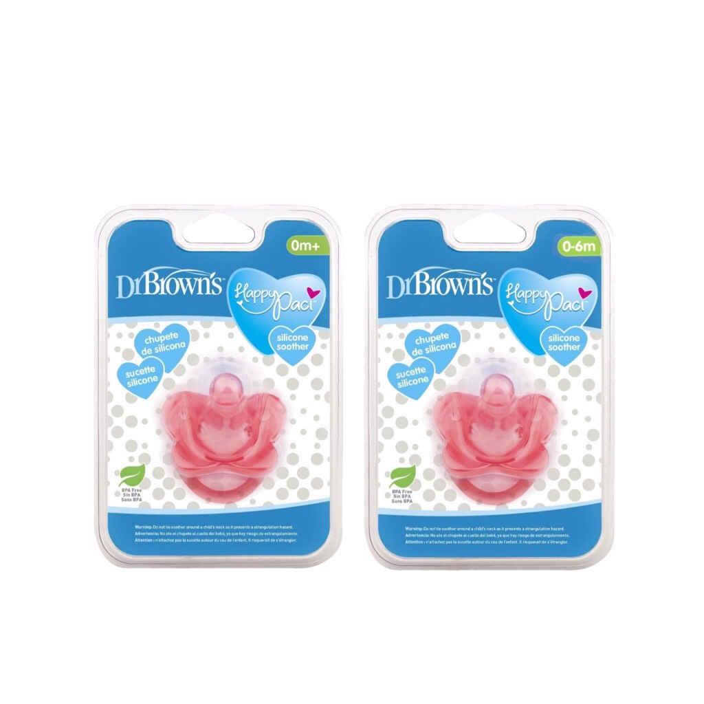 Ty ngậm Dr.Brown's siêu mềm đầu tròn Happy Paci, 100% silicone