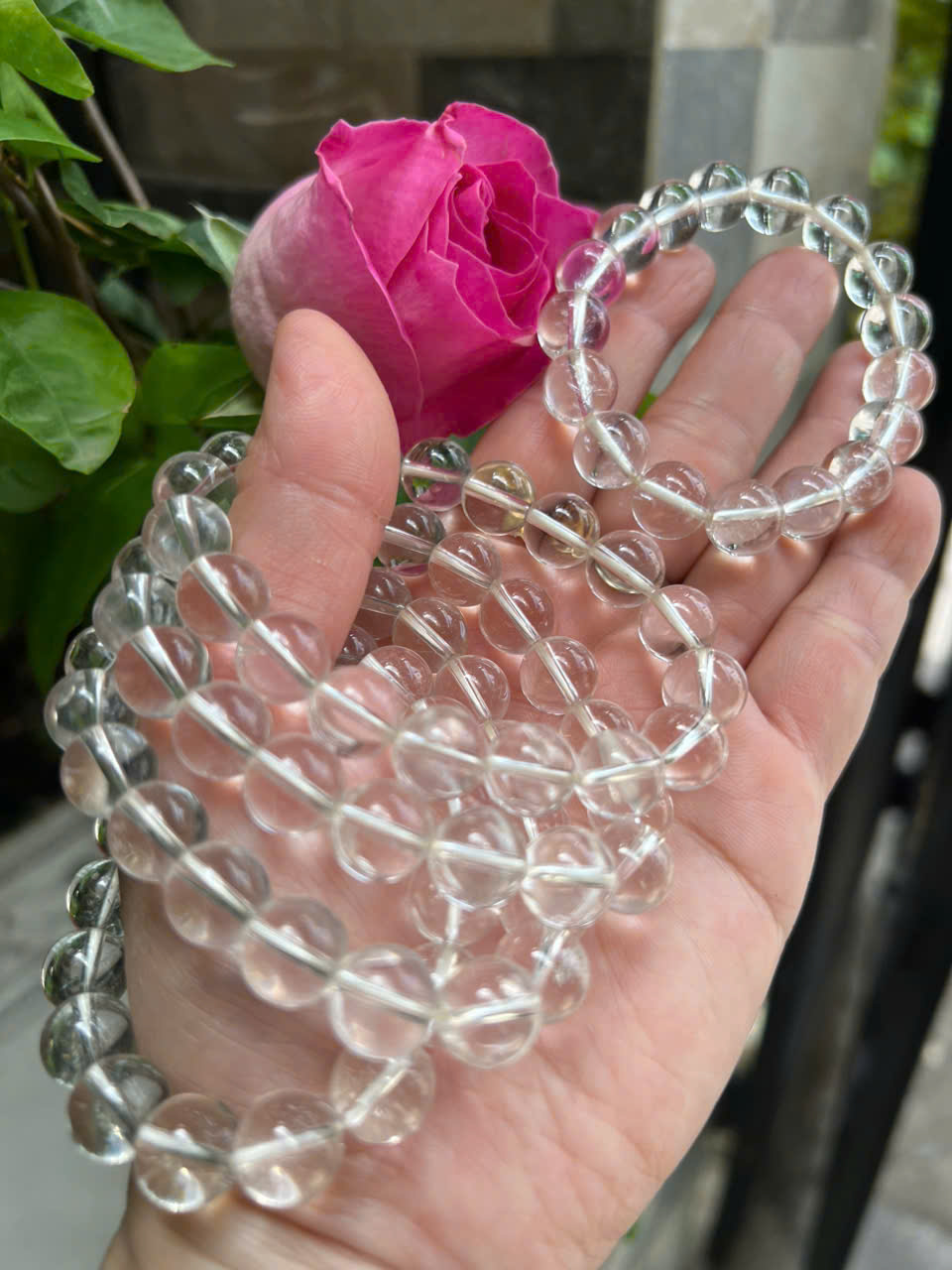 Vòng Chuỗi Nữ Đá Thạch Anh Trắng Tự Nhiên trong bóng đẹp size hạt 10mm Hợp Nữ mệnh Kim mệnh Thủy đeo đẹp xinh tay tốt cho sức khỏe công việc may mắn ạ