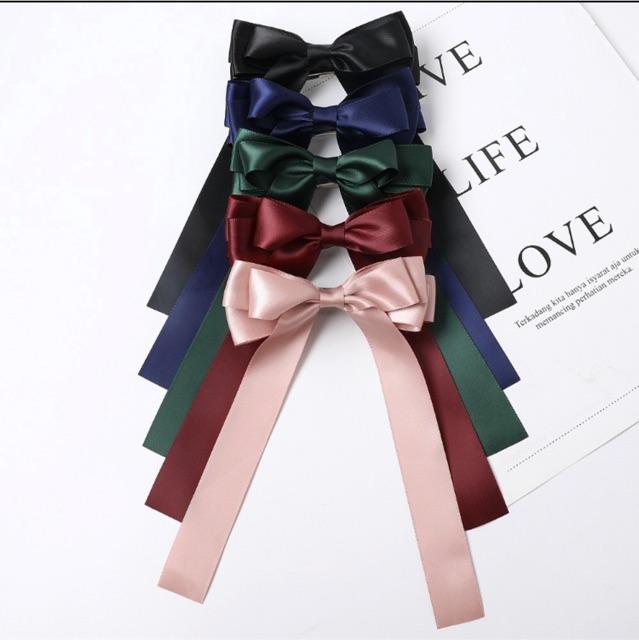 Kẹp Tóc Nơ Ruy Băng Satin 3 Tầng Đuôi Dài