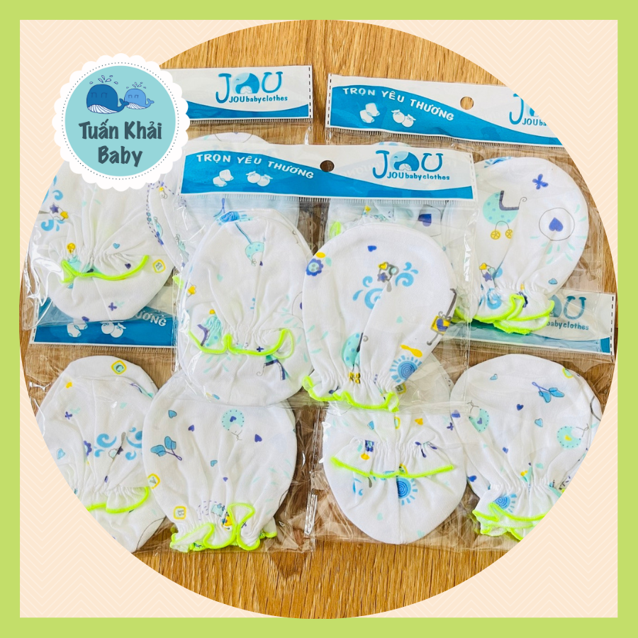 Set 5 đôi bao tay, bao chân sơ sinh cotton Họa Tiết J-FR GGY cho bé trai, bé gái