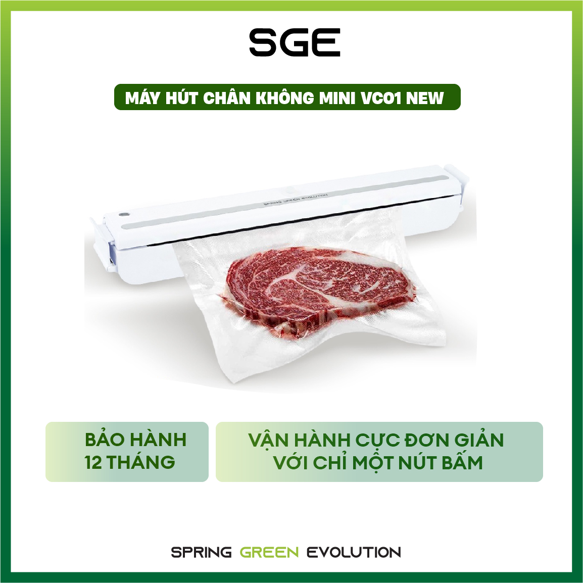 Máy hút chân không cầm tay Spring Green Evolution VC01 NEW - Hàng chính hãng