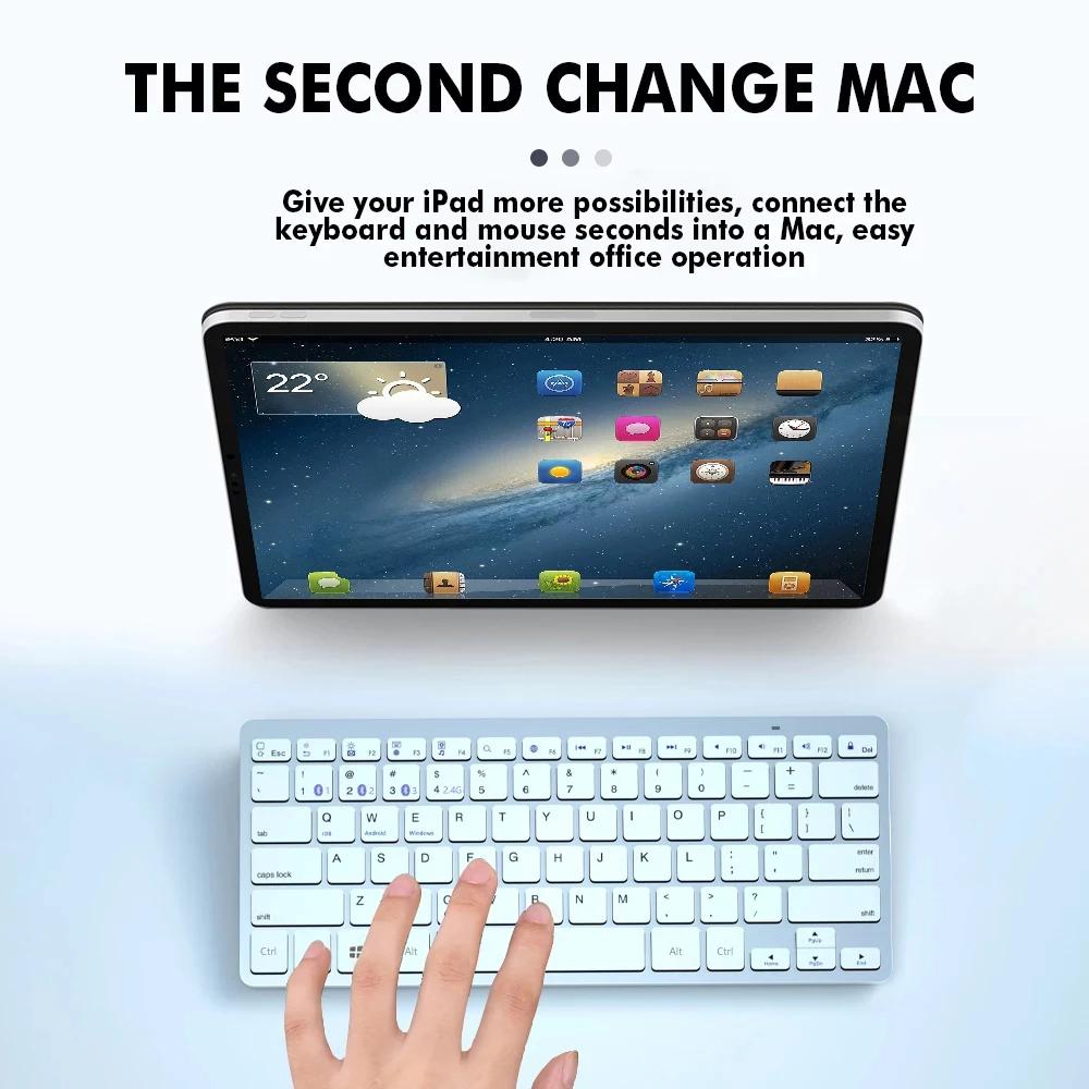 Bluetooth 5.0 & 2.4G Không Dây Combo Bàn Phím Và Chuột Mini Bàn Phím Đa Phương Tiện Chuột Cho Laptop Tivi iPad macbook Android