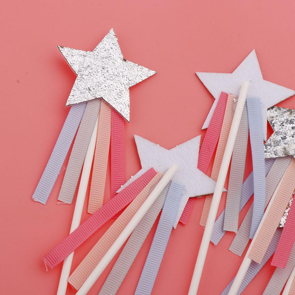 5 Pieces Star Cake Toppers Birthday Wedding Cake Decor Party Suply