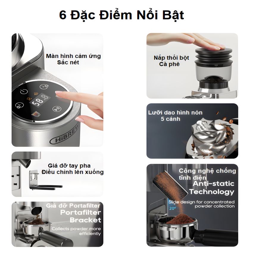 Máy xay hạt cà phê Espresso chuyên nghiệp thương hiệu Mỹ cao cấp HiBREW G7 - Công suất 150W - Hàng nhập khẩu