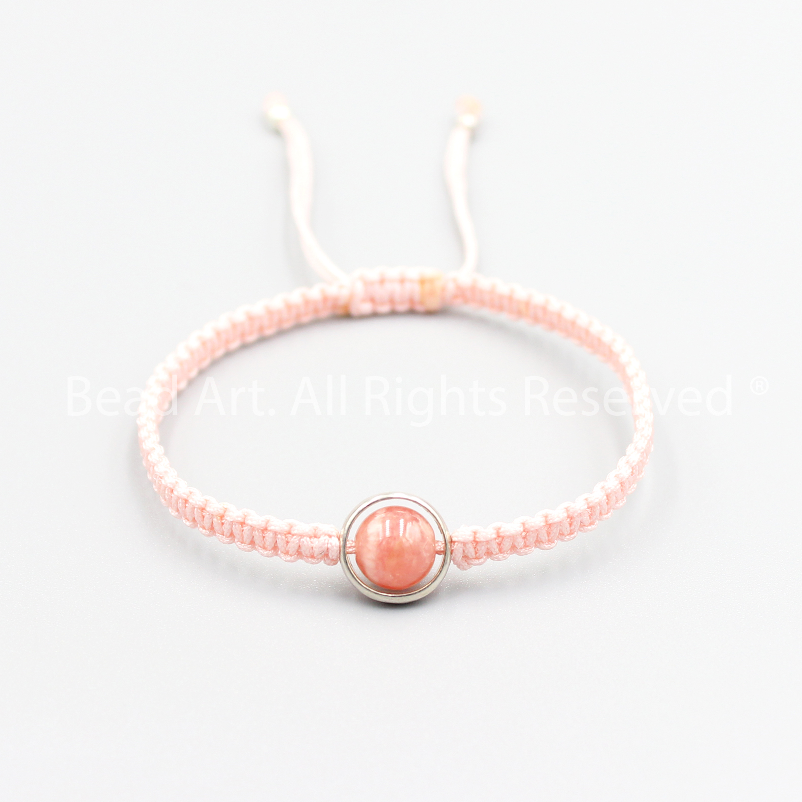 Vòng Tay Thắt Dây Đá Đào Hoa Màu Hồng, Rhodochrosite Tự Nhiên, Hợp Mệnh Hoả, Thổ, Vòng Tay Phong Thuỷ, Trang Sức - Bead Art