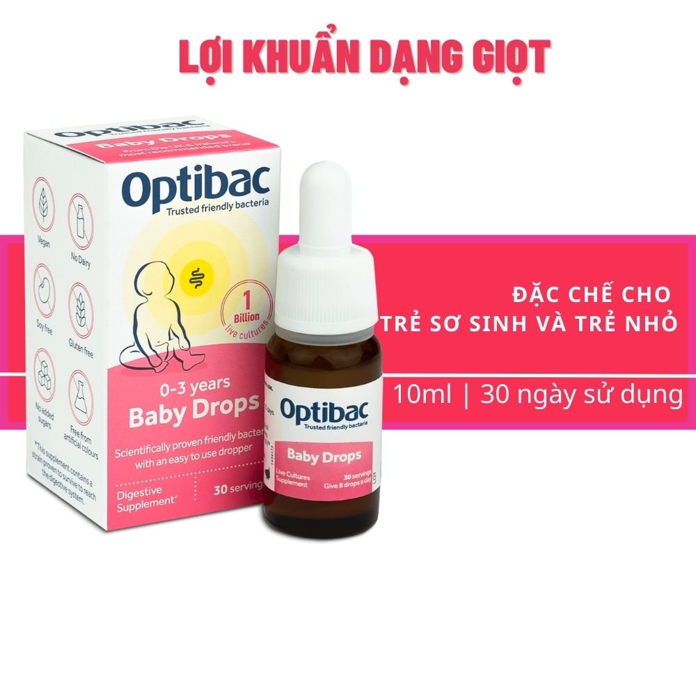 Men vi sinh Optibac Probiotics hồng dạng giọt 10ml