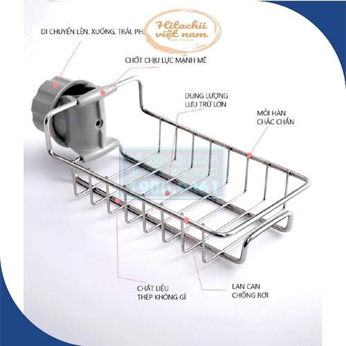 Kệ Inox Gắn Vòi Rửa Bát Để Giẻ Rửa Bát Tiện Lợi Không Rỉ, Giá Treo Vòi Inox Đựng Đồ , Giẻ Rửa Chén Bát