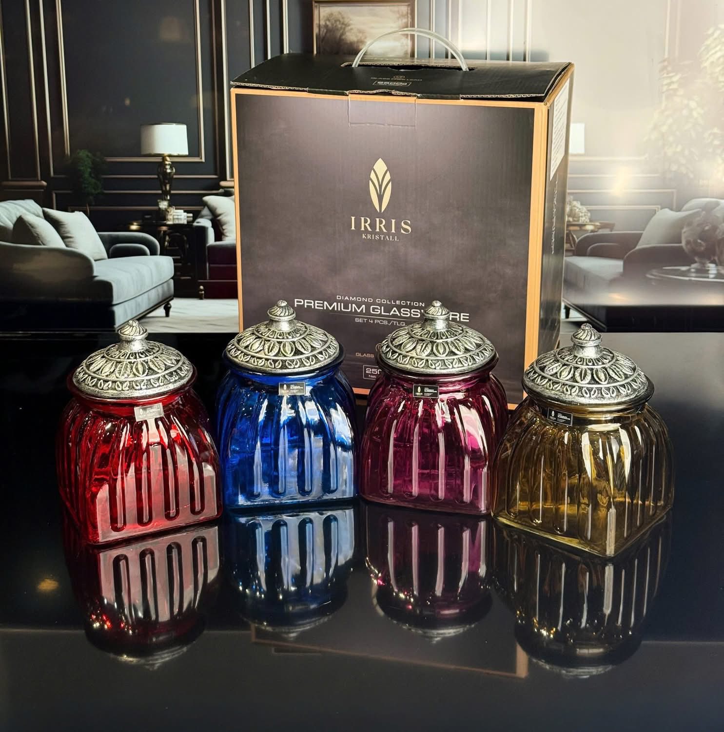 Set 4 hũ đựng mứt - bánh kẹo IRRIS J-01 hàng chính hãng