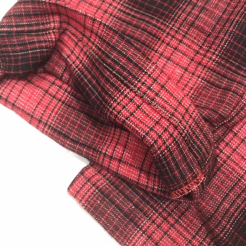Quần pyjama nữ vải cotton suông rộng họa tiết kẻ caro đỏ đen