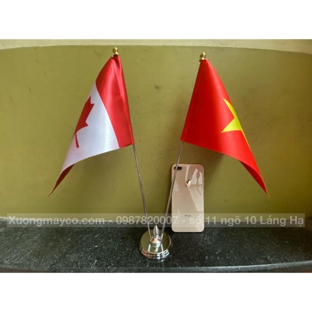 Cờ để bàn Việt Nam - Canada đế đôi inox