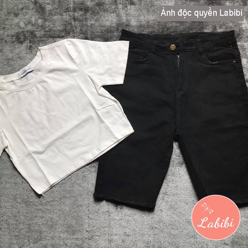 Quần Jeans Lửng Nữ Đen Trắng Co Giãn, Quần Ngố Jean Đùi Nữ Trơn Basic, Labibi Closet