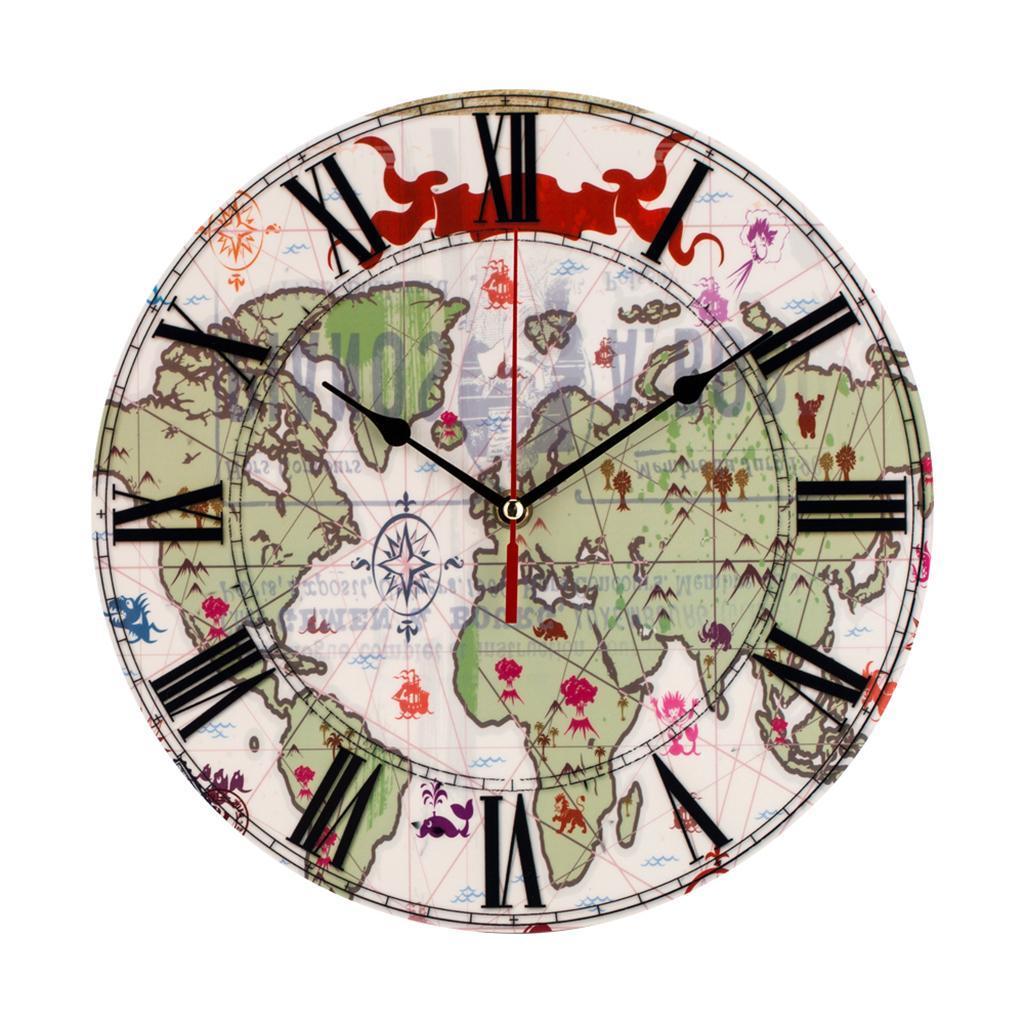 Vintage Style Round Wall Clock Retro Wall Decor for Living Room Bedroom