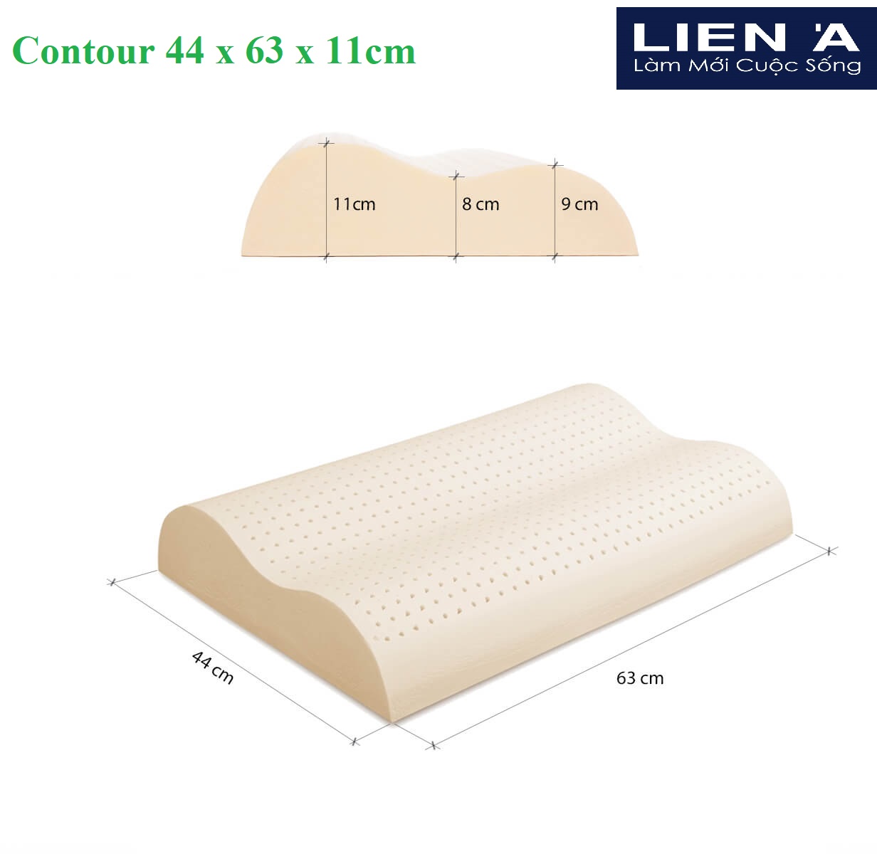 Gối Cao Su Liên Á Contour , Chống Ngáy - Cao Su Thiên Nhiên 100