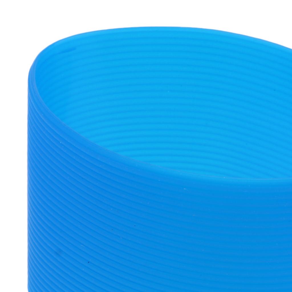 2xOutdoor Silicone Round Non-slip Water Bottle Mug Cup Sleeve Cover Dark blue