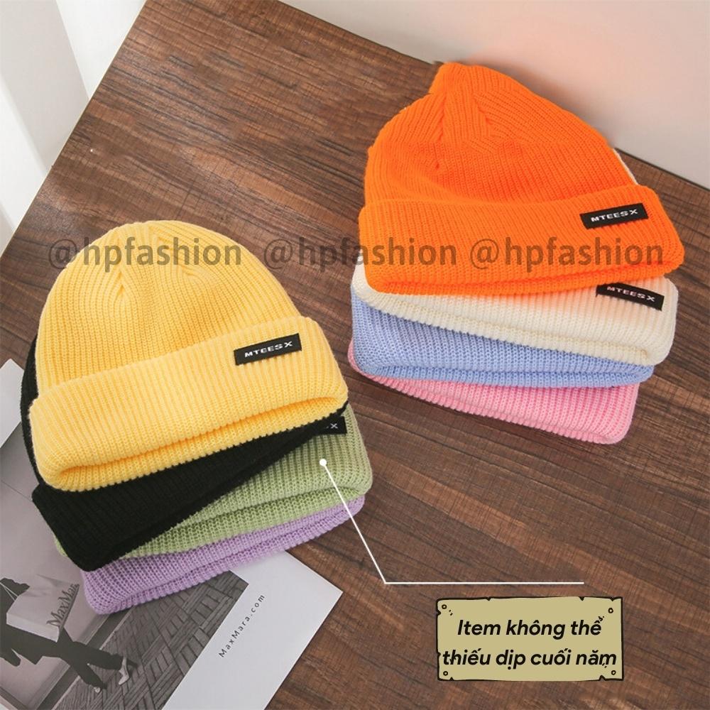 Mũ len dệt kim beanie Thêu MTEESX Hàn Quốc thời trang unisex thu đông giữ ấm cho nam nữ