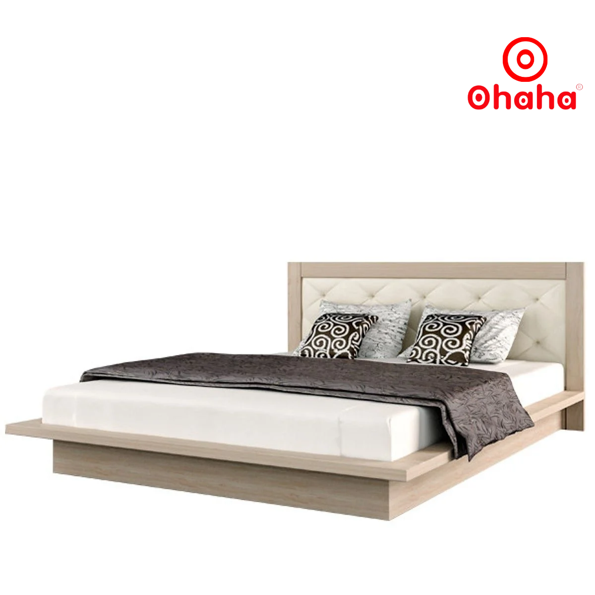[Miễn phí vận chuyển & lắp đặt] Giường ngủ thông minh cao cấp bọc nệm đầu giường có hộc kéo gỗ công nghiệp Ohaha - GN021