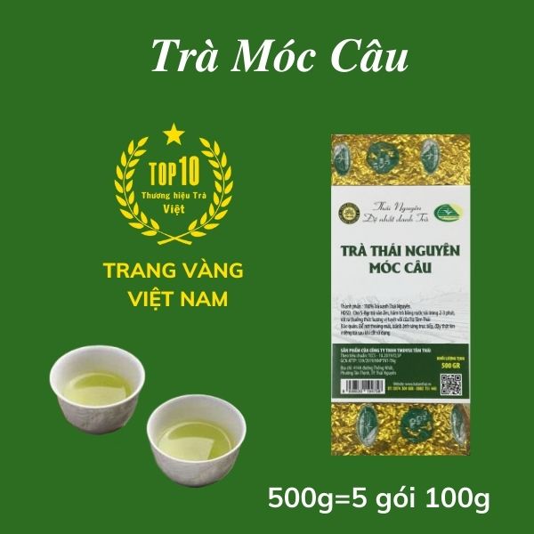 Trà Móc Câu Thái Nguyên  500g(5 gói 100g) Trà Thái Nguyên Đặc Sản Trà Xanh Tâm Thái Chè búp Thái Nguyên 500gMCTV