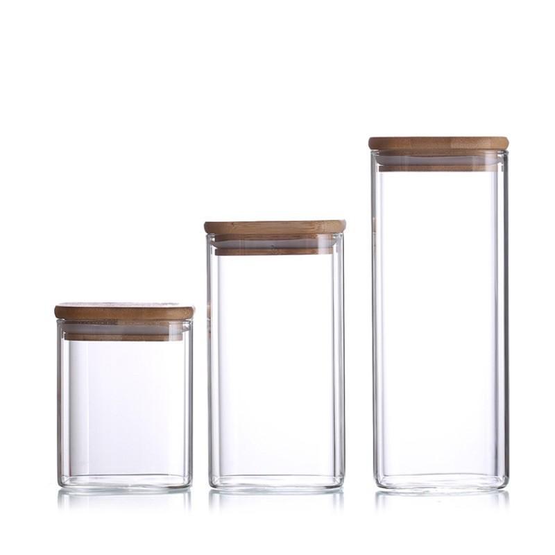 Set 3 lọ thuỷ tinh dáng vuông