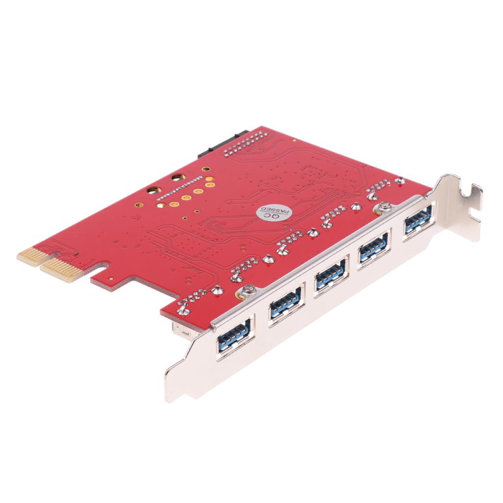 5 Ports PCI-E to USB 3.0 PCI Express Card Adapter USB3.0 Hub for Windows XP
