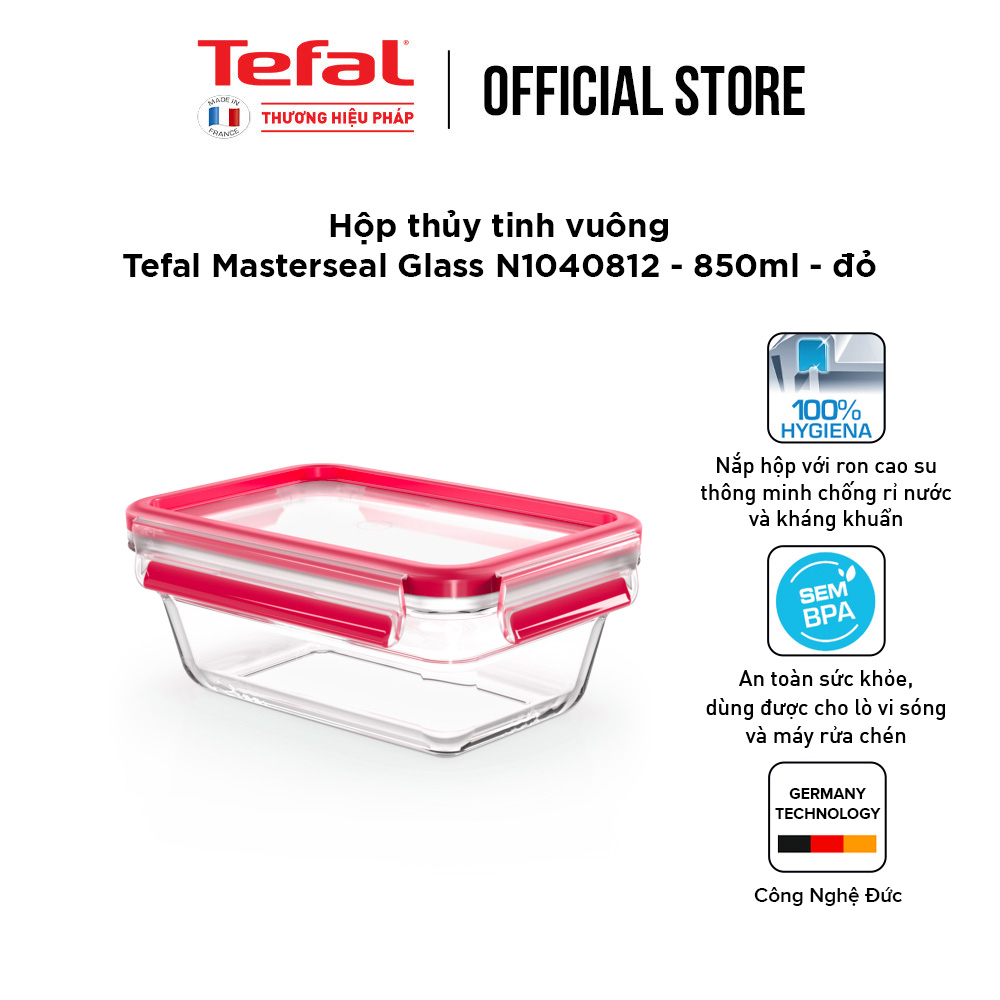 Hộp bảo quản thực phẩm thủy tinh Tefal Masterseal Glass 850ml - Hàng chính hãng