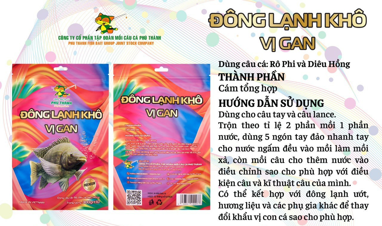 Đông lạnh khô vị gan. Hãng mồi câu cá Phú Thành