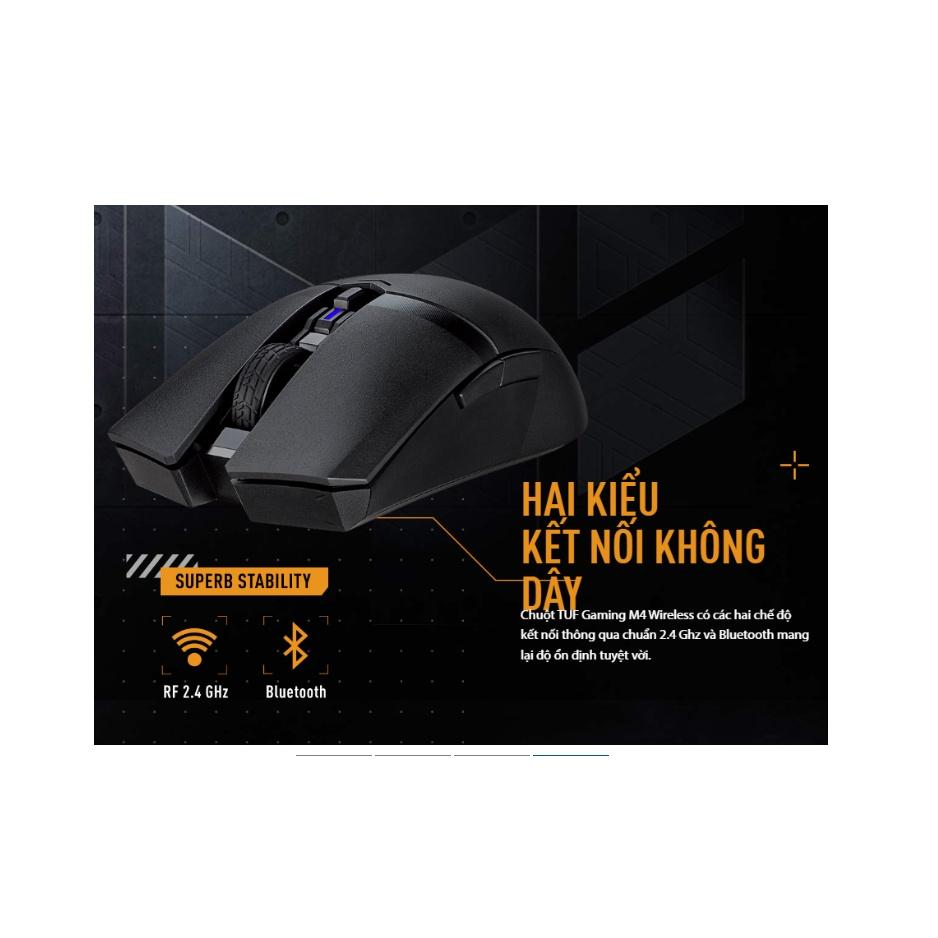 Chuột không dây gaming Asus TUF-GAMING-M4WL -2.4Ghz,12000DPI/6 nút có thể lập trình/PBT kháng khuẩn- Hàng chính hãng